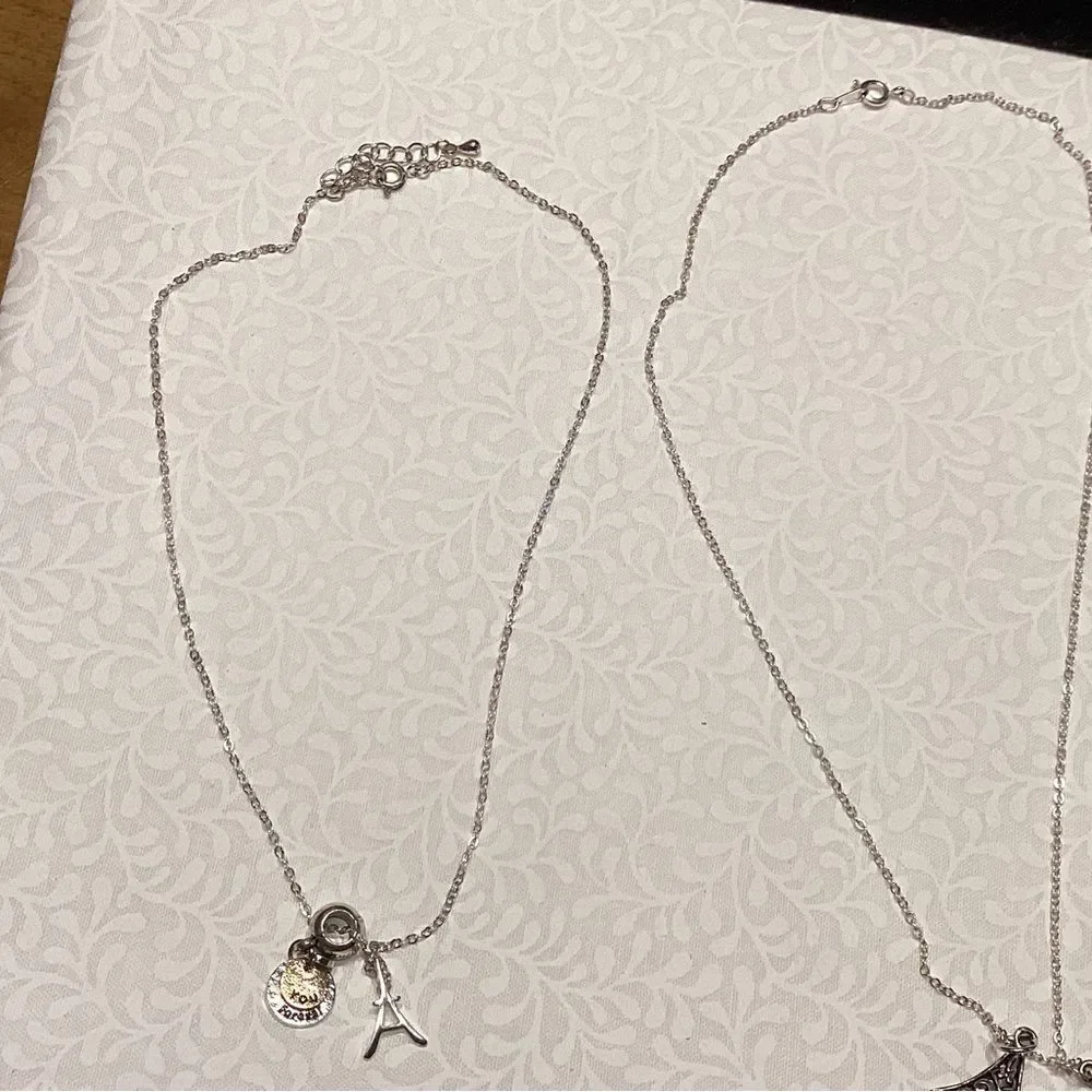Set of Two Silvertone Necklace with 4 Charm Choices